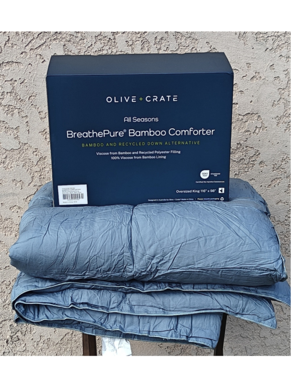 Olive Crate Viscose from Bamboo QUEEN Cooling Comforter Duvet Insert Basalt Blue